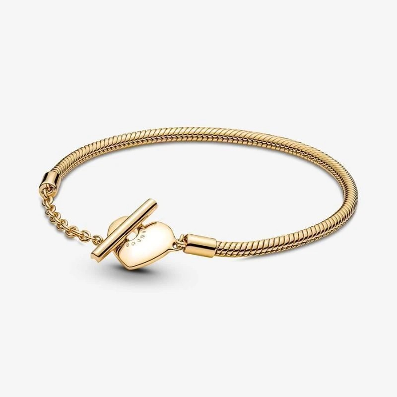 Pulsera de cadena con serpiente y barra en T con forma de corazón Moments