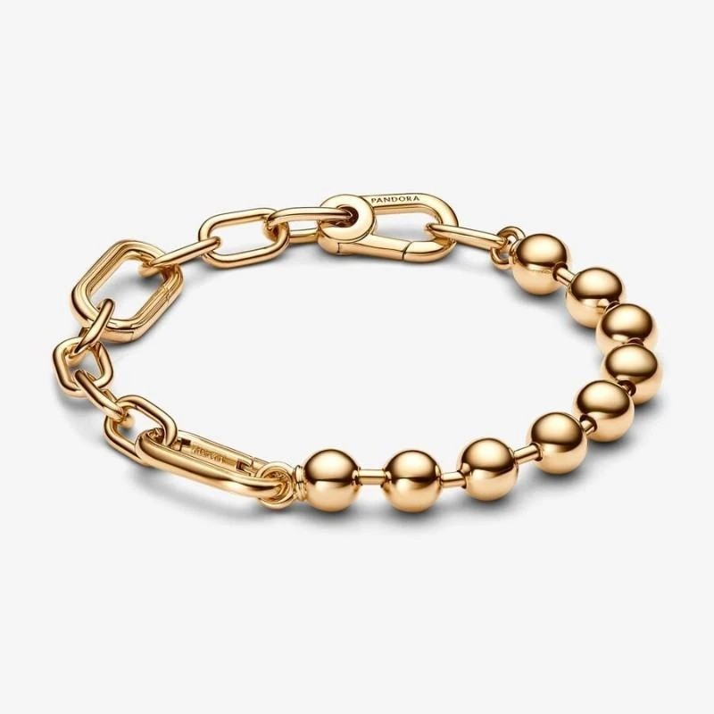 Pulsera de cadena de eslabones y cuentas de metal ME