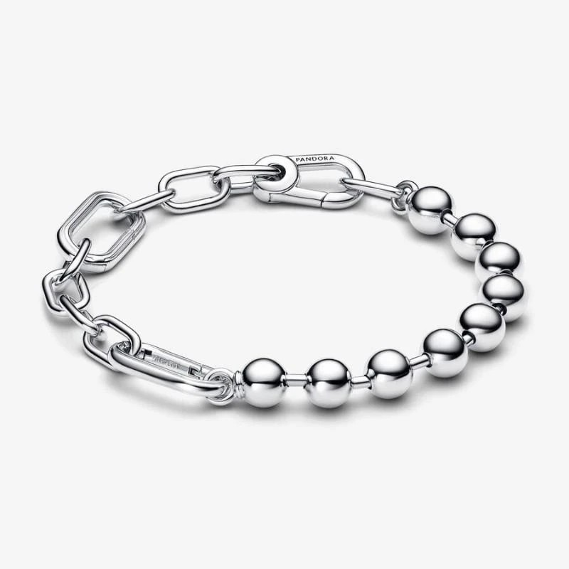 Pulsera de cadena de eslabones y cuentas de metal ME